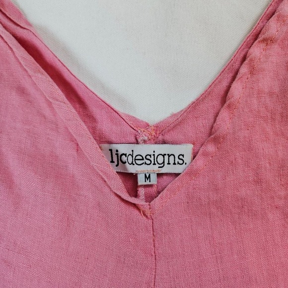 Ljc designs. pink linen romper, size M - Picture 3 of 4